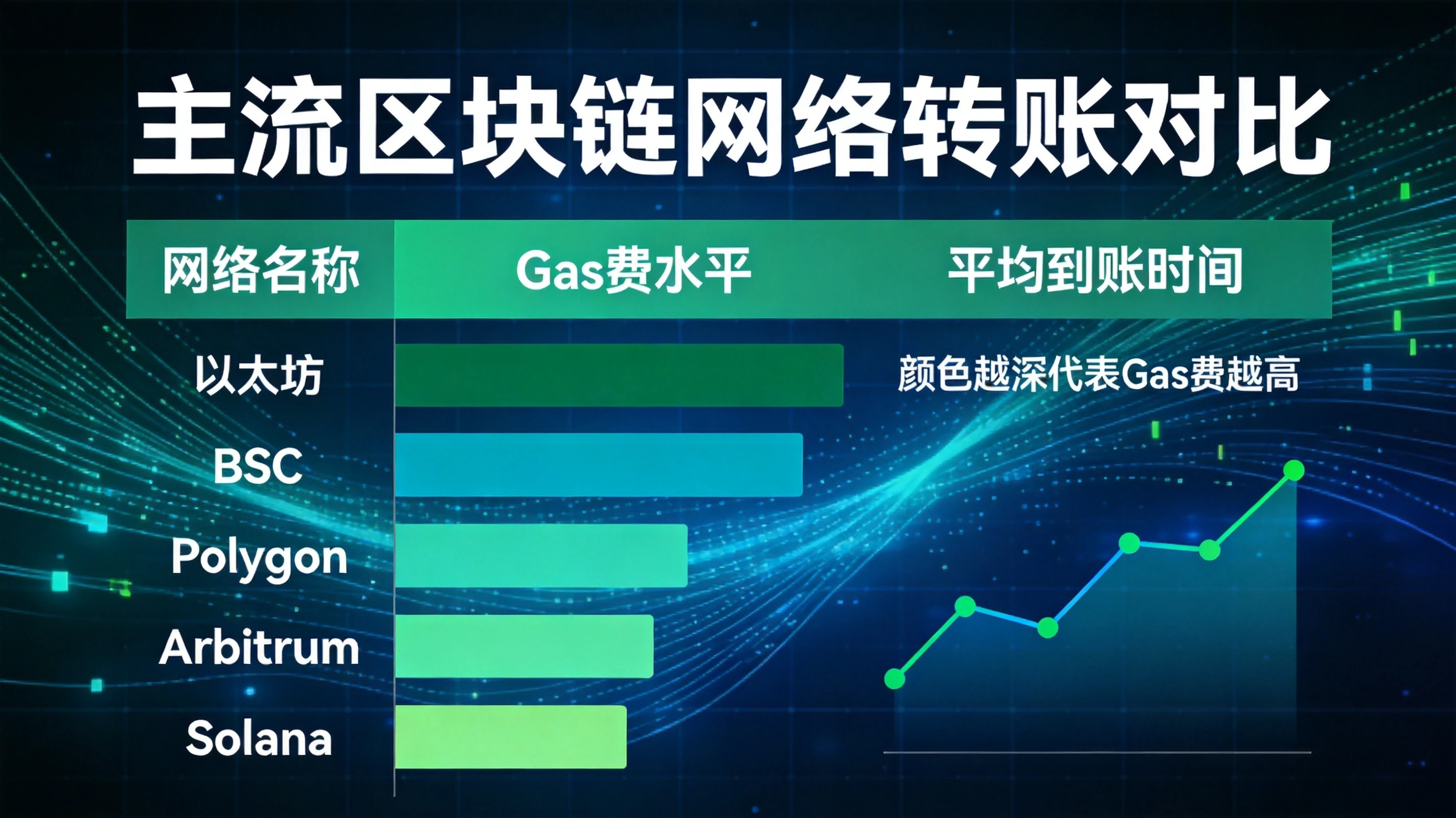 不同转账网络Gas费与到账时间对比图 不同转账网络Gas费与到账时间对比图