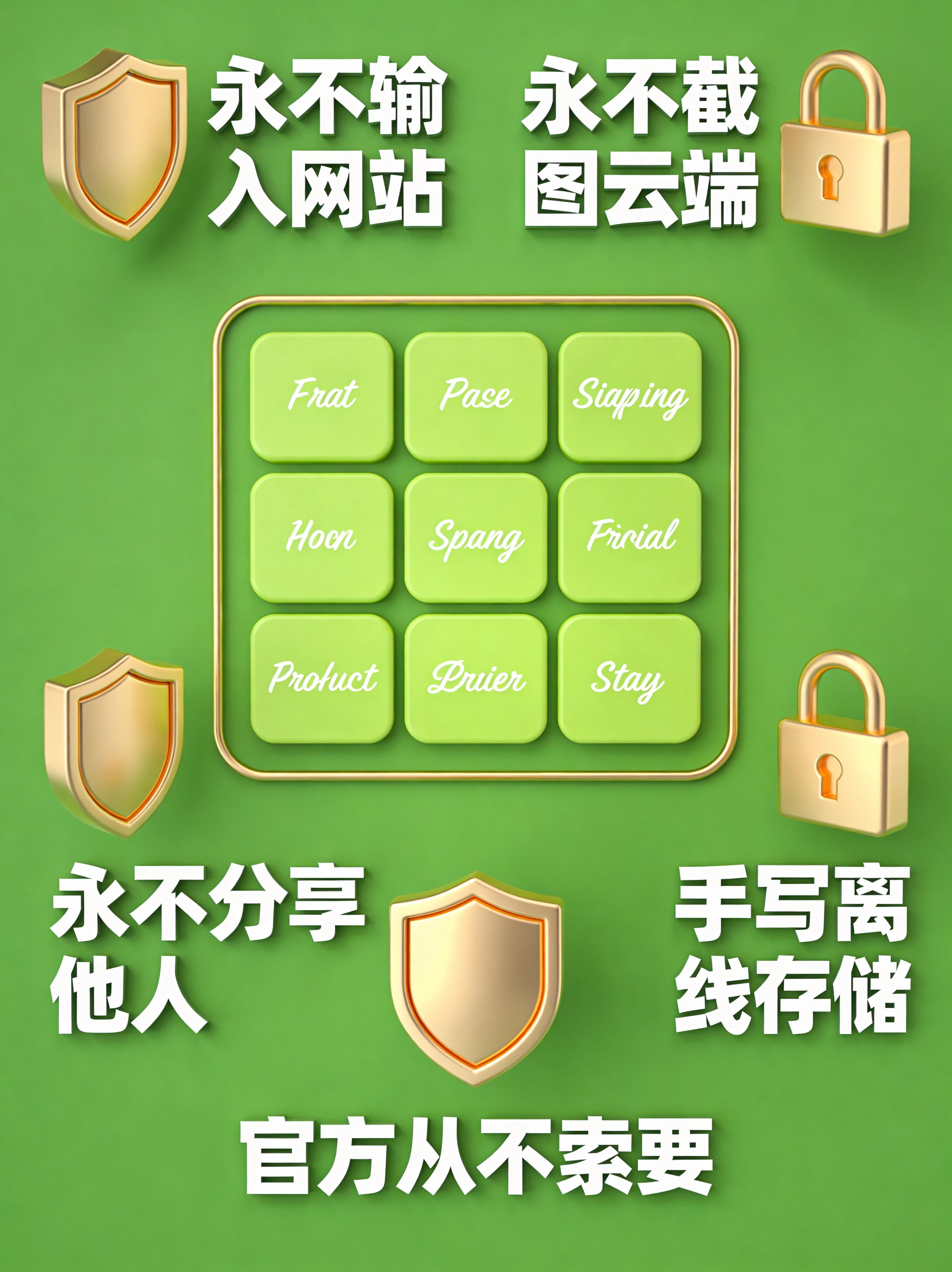 MetaMask助记词管理五大黄金法则图,展示永不输入网站、永不截图云端、永不分享他人、手写离线存储、官方从不索要五大安全原则 MetaMask助记词管理五大黄金法则图,展示永不输入网站、永不截图云端、永不分享他人、手写离线存储、官方从不索要五大安全原则